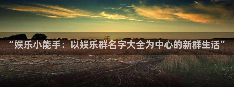 welcome彩神：“娱乐小能手：以娱乐群名字大全为中心的新群生活”